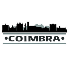 Coimbra Portugal Skyline. Banner Vector Design Silhouette Art. Cityscape Travel Monuments.