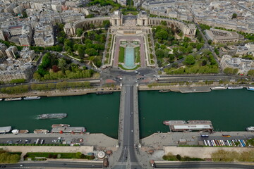 A panoramic view of Paris from the top of the Eiffel Tower.