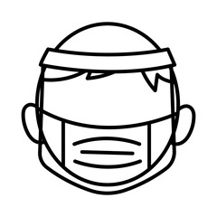 Poster - man wearign medical mask and shield accessory line style icon