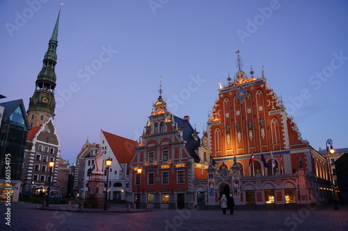 Riga square night Latvia