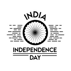 Canvas Print - india independence day celebration with ashoka chakra silhouette style