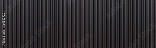 Fotografía Panorama of Black Corrugated metal background and texture surface or galvanize s
