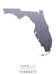 florida map. us states vector map series. 