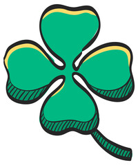 Clover icon in color drawing. Nature plant green saint Patrick symbol