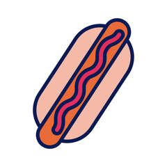 Sticker - delicious hot dog line and fill style icon