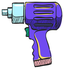 Wall Mural - Electric screwdriver icon in color drawing. Machine household work tool