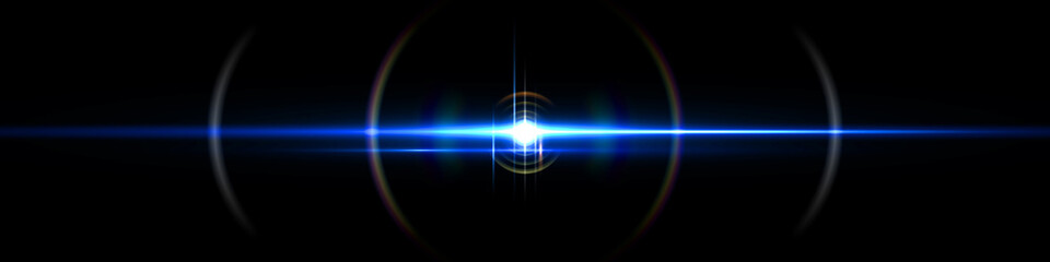 Wall Mural - Lens flare light on black background.