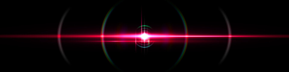 Wall Mural - Lens flare light on black background.