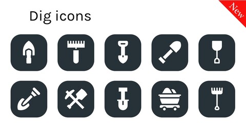 Canvas Print - dig icon set