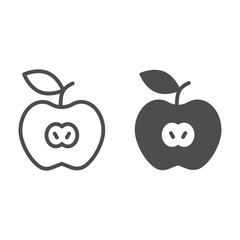 Poster - Apple line and solid icon, summer time concept, Sliced apple fruit sign on white background, Apple half icon in outline style for mobile concept and web design. Vector graphics.