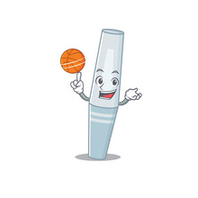 An Athletic Mascara Cartoon Mascot Design With Basketball
