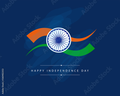 Cuadros en Lienzo India Independence Day celebration background with Ashoka Wheel and National Flag -15th Auguest