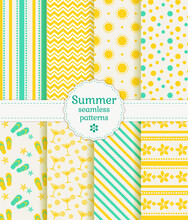 Summer Seamless Patterns. Vector Collection.