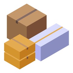 Poster - Parcel boxes icon. Isometric of parcel boxes vector icon for web design isolated on white background