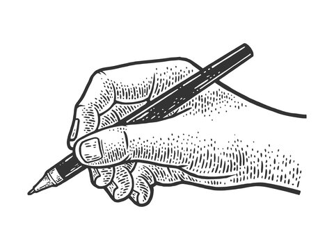 hand writes with a ballpoint pen sketch engraving vector illustration. T-shirt apparel print design. Scratch board imitation. Black and white hand drawn image.