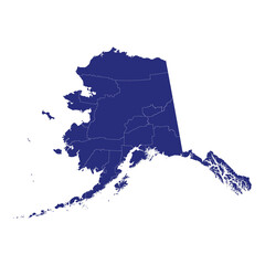 Wall Mural - High Quality map of Alaska is a state of United States of America with borders of the counties