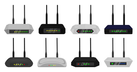 Router vector cartoon set icon. Vector illustration modem on white background. Isolated cartoon set icon router.