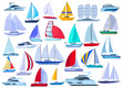 Sail yacht vector cartoon set icon. Vector illustration sailboat on white background. Isolated cartoon set icon sail yacht.