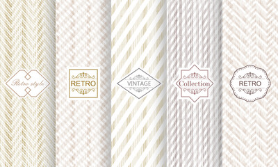 Poster - Set of seamless geometric patterns. Shabby chic striped. Vector illustration vintage design. 