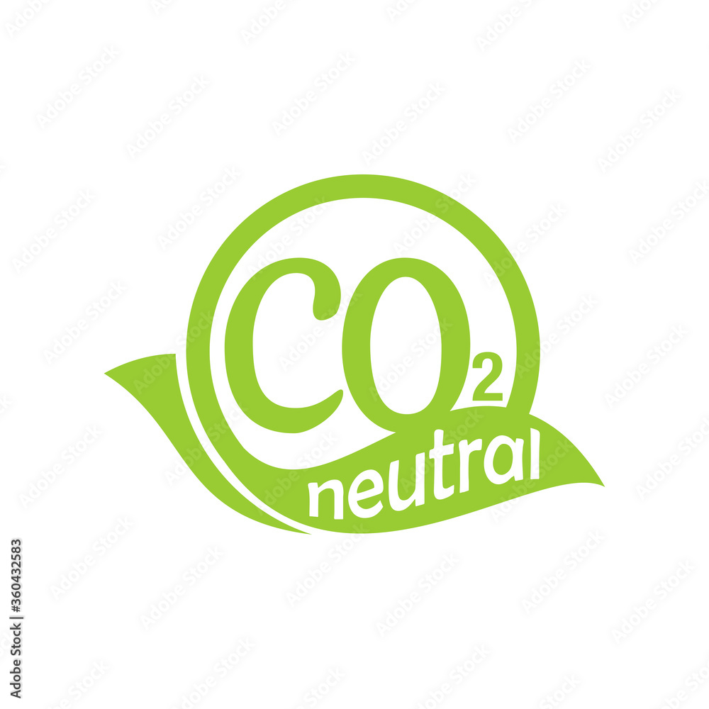 CO2 neutral green stamp - carbon emissions free (no air atmosphere ...