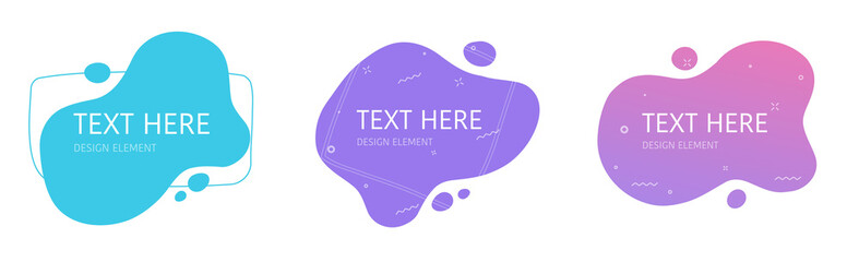Poster - Liquid gradient abstract geometric modern splash halftone wavy shape set for text copy space or fluid graphic curvy element colourful design vector background, idea of backdrop for flyer brochure