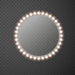 Wall Mural - light circle banner isolated on transparent background. vector hollywood bulbs frame or las vegas ca