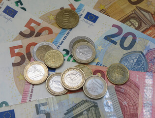 Sticker - Euro notes and coins, European Union