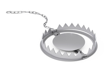 Poster - Empty Metal Bear Trap. 3d Rendering
