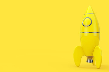 Poster - Yellow Childs Toy Rocket in Duotone Style. 3d Rendering