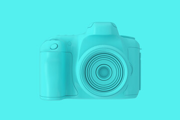 Poster - Blue Modern Digital Photo Camera in Duotone Style. 3d Rendering