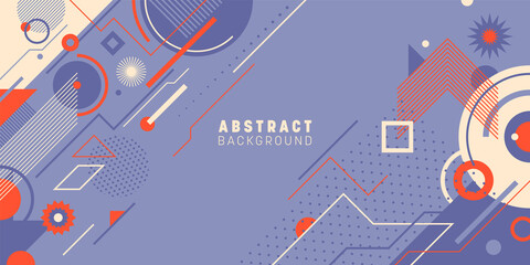 Poster - Abstract banner design made of various geometric shapes in colors. Vector illustration.