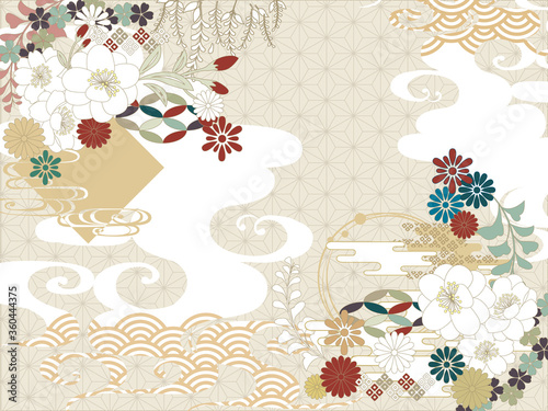 和柄 ベージュ 薄茶 雲 シンプル 背景素材 Stock Vector Adobe Stock 和柄 ベージュ 薄茶 雲 シンプル 背景素材 Stock Vector Adobe Stock