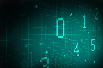 Poster - 2d illustration abstract digital binary data on computer screen
