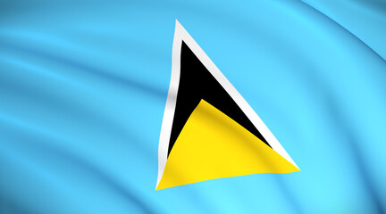 Wall Mural - Saint Lucia National Flag ( flag) - Waving background illustration. Highly detailed realistic 3D rendering