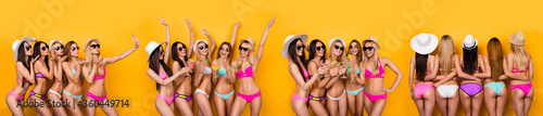 Fotografía Panoramic photo composite image of hot slim sporty with perfect best bodies ladi