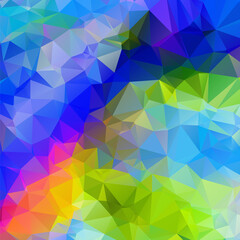 Wall Mural - Abstract multi colored polygon, low polygon background. Transfusion of color. All the colors of the rainbow. Multicolor.Low poly style. Geometric Pattern.