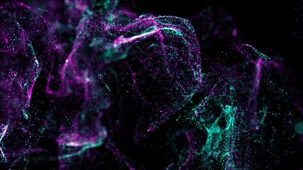 Fototapete - 3d render of abstract fractal particles field. Detailed chaotic fluid motion simulation.