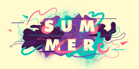 Poster - abstract summer banner design made of fluid shapes and typography. vector illustration.