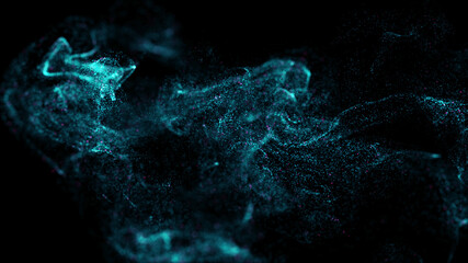Fototapete - 3d render of asbtract fractal particles field. Detailed chaotic fluid motion simulation. 