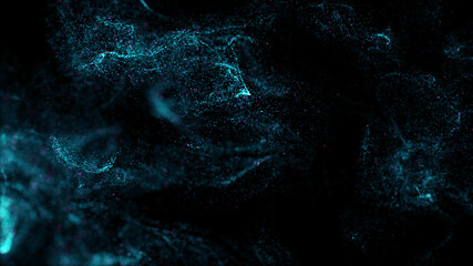 Fototapete - 3d render of asbtract fractal particles field. Detailed chaotic fluid motion simulation. 