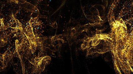 Fototapete - 3d render of asbtract fractal particles field. Detailed chaotic fluid motion simulation. 