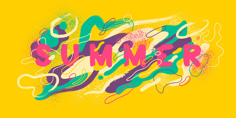 Wall Mural - Colorful abstract summer background design, with liquid and splattered shapes. Vector illustration.