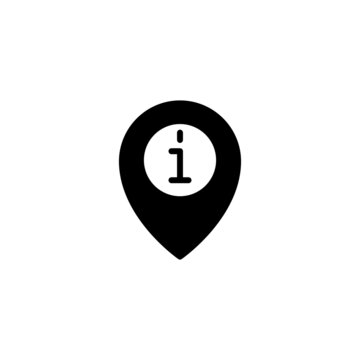 Information point glyph icon in black flat glyph, filled style isolated on white background