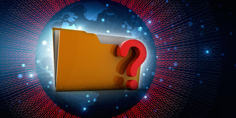 Poster - 3d rendering file folder with question symbol