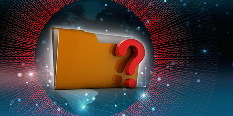 Poster - 3d rendering file folder with question symbol