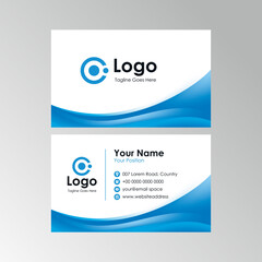 Fototapete - abstract smooth blue wavy business card design, professional stylish name card template vector