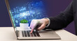 © ra2 studio - Businessman working on laptop with QUALITY CONTROL inscription, cyber technology concept