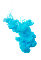 blue ink cloud in water isolated on white