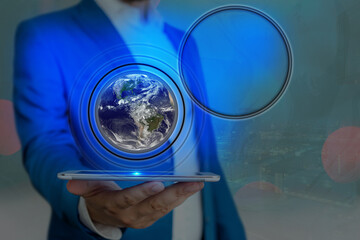 Poster - futuristic icons distant solar system showing global technology networks. elements of this image fur