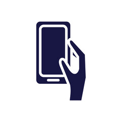 Sticker - hand with smartphone device silhouette style icon